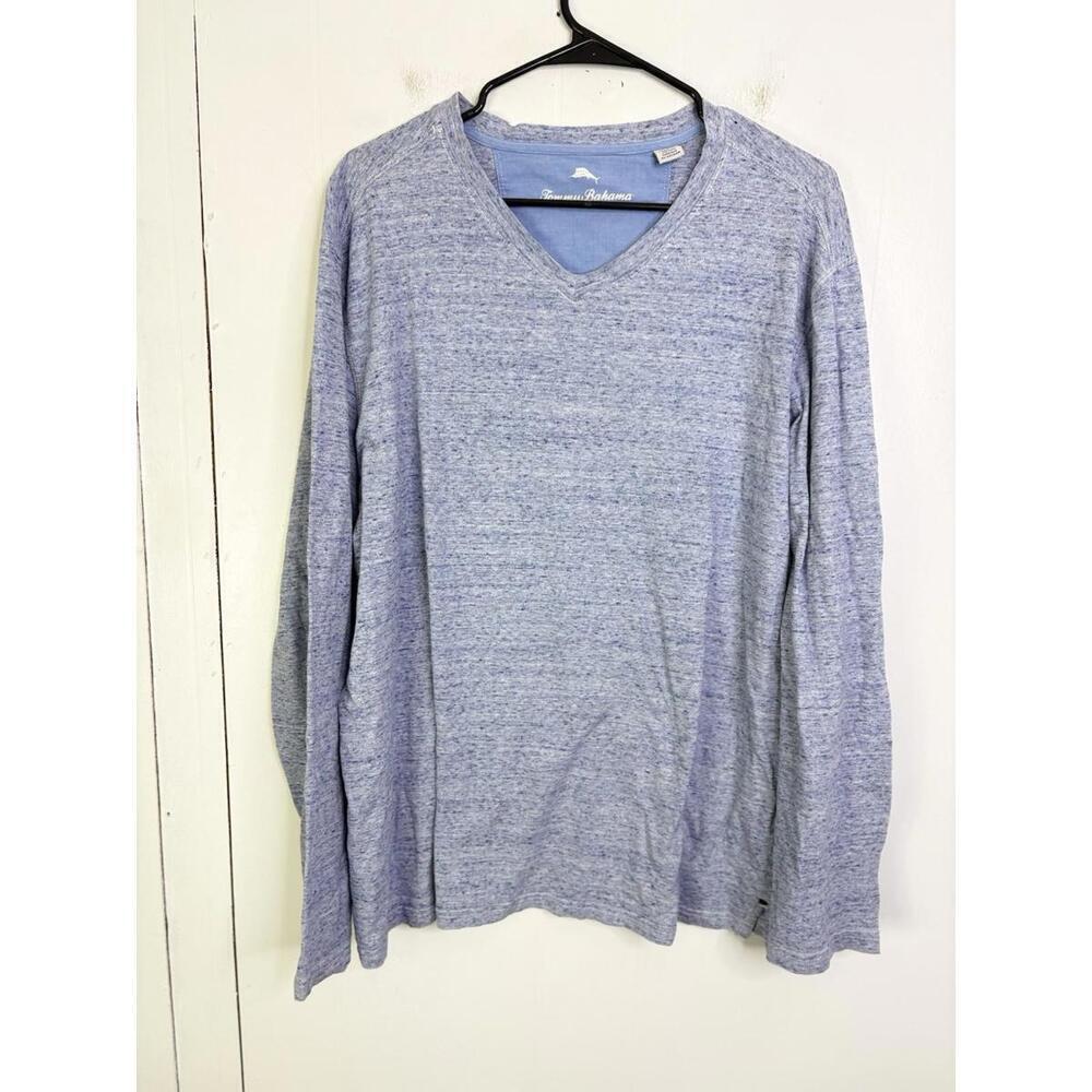 Tommy Bahama Shirt Mens XL Long Sleeve Heathered Blue Cotton Natural Casual